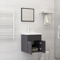 Set Mobili da Bagno 2 pz Grigio Lucido in Legno Multistrato 804781