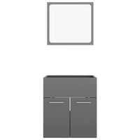 Set Mobili da Bagno 2 pz Grigio Lucido in Legno Multistrato 804781