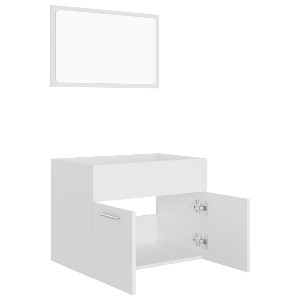 Set Mobili da Bagno 2 pz Bianco in Legno Multistrato 804782