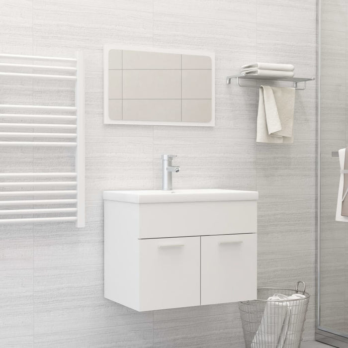 Set Mobili da Bagno 2 pz Bianco in Legno Multistrato 804782