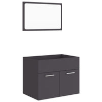 Set Mobili da Bagno 2 pz Grigio in Legno Multistrato 804784