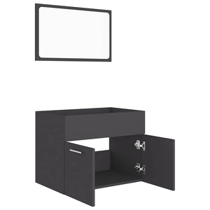 Set Mobili da Bagno 2 pz Grigio in Legno Multistrato 804784