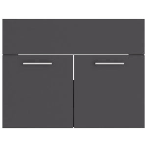 Set Mobili da Bagno 2 pz Grigio in Legno Multistrato 804784