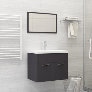 Set Mobili da Bagno 2 pz Grigio in Legno Multistrato 804784