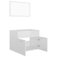 Set Mobili da Bagno 2 pz Bianco Lucido in Legno Multistrato 804788