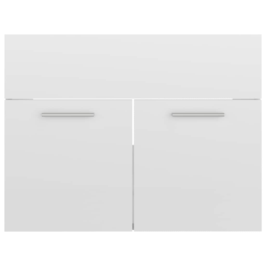 Set Mobili da Bagno 2 pz Bianco Lucido in Legno Multistrato 804788