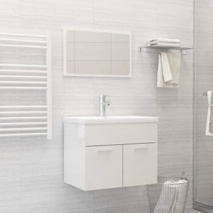 Set Mobili da Bagno 2 pz Bianco Lucido in Truciolato cod mxl 12962