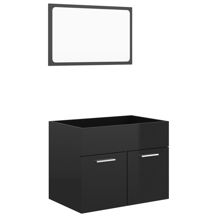 Set Mobili da Bagno 2pz Nero Lucido in Truciolato