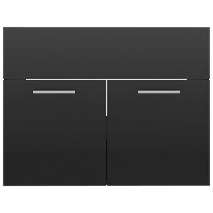 Set Mobili da Bagno 2pz Nero Lucido in Truciolato