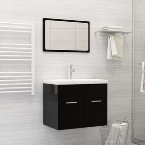 Set Mobili da Bagno 2pz Nero Lucido in Truciolato