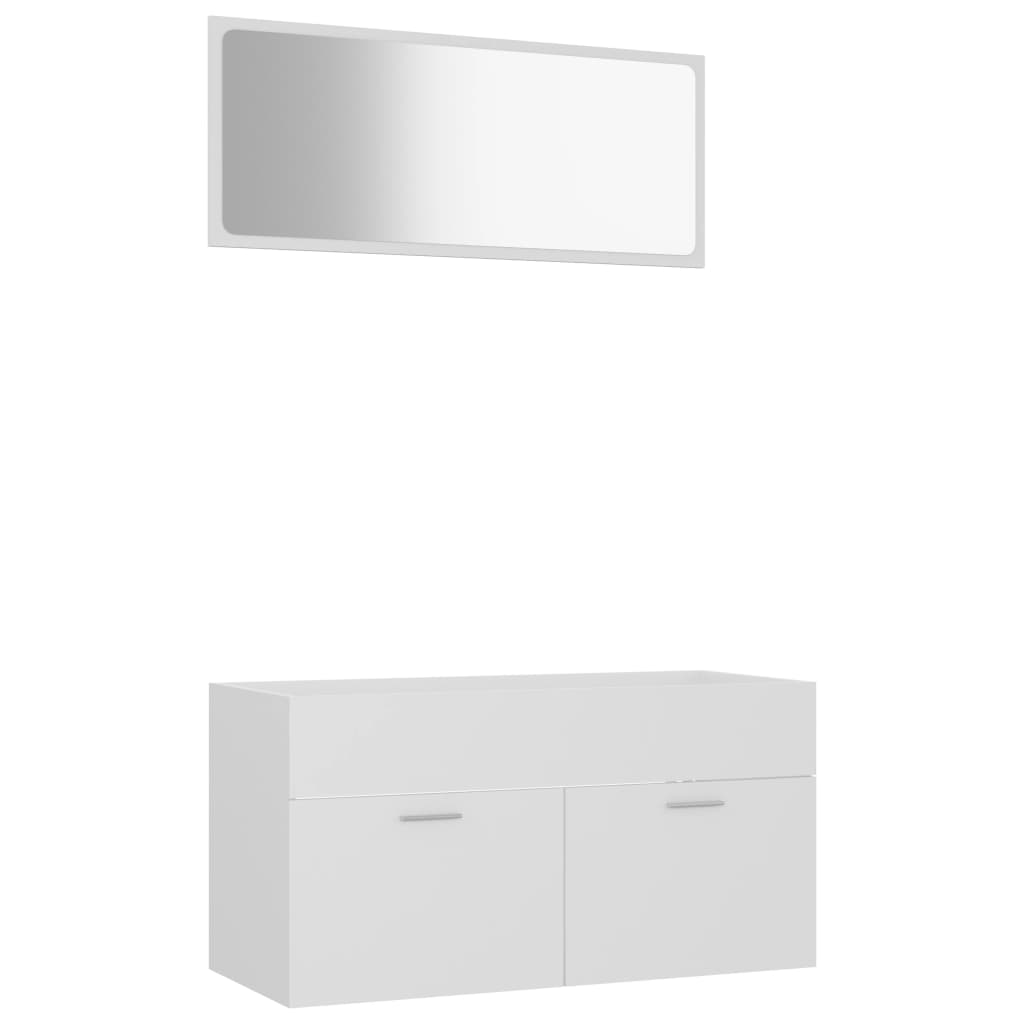 Set Mobili da Bagno 2 pz Bianco in Truciolato