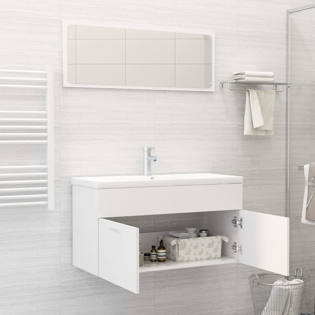 Set Mobili da Bagno 2 pz Bianco in Truciolato