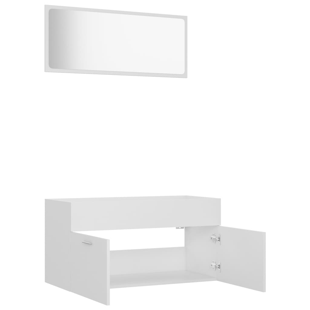 Set Mobili da Bagno 2 pz Bianco in Truciolato cod mxl 9147