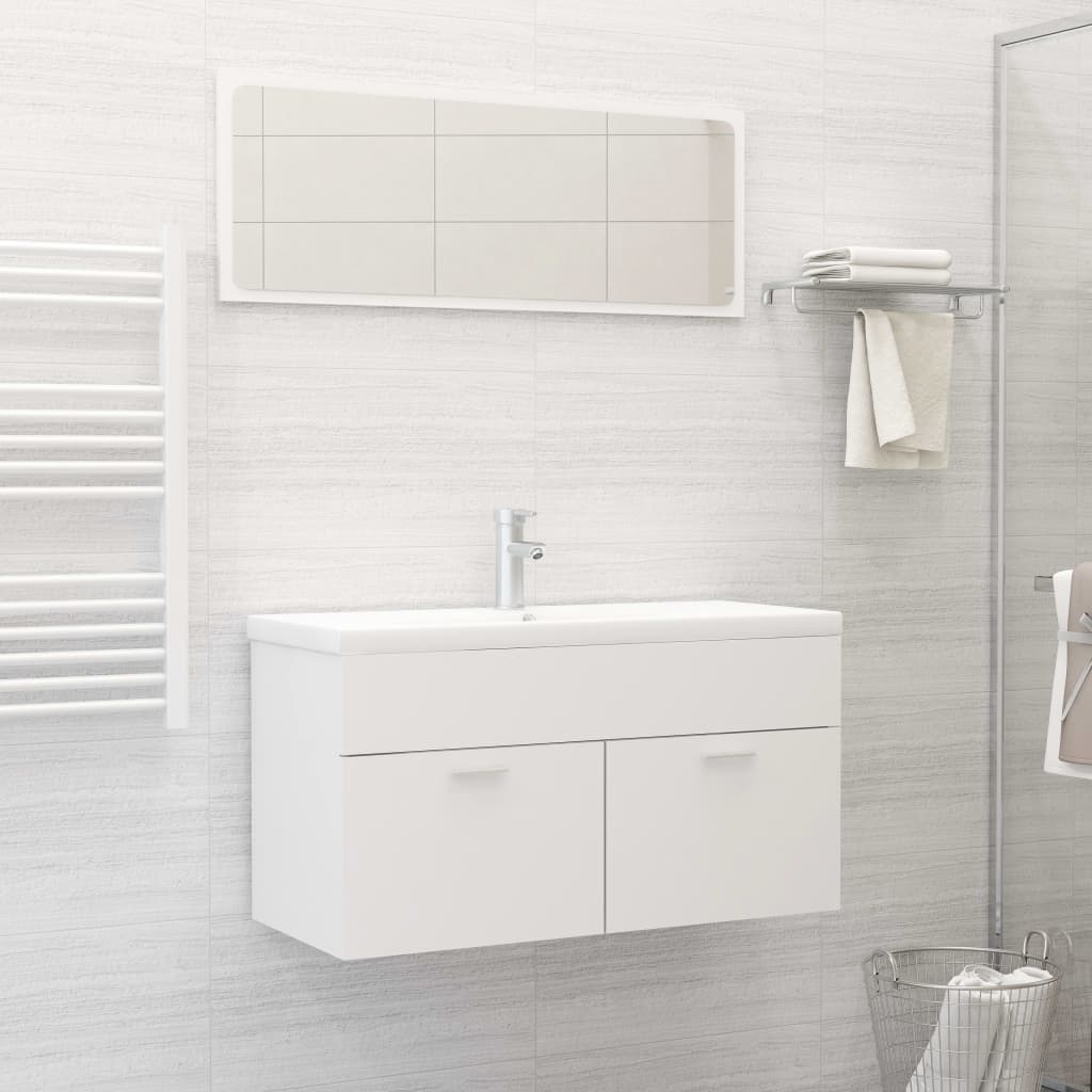 Set Mobili da Bagno 2 pz Bianco in Truciolato