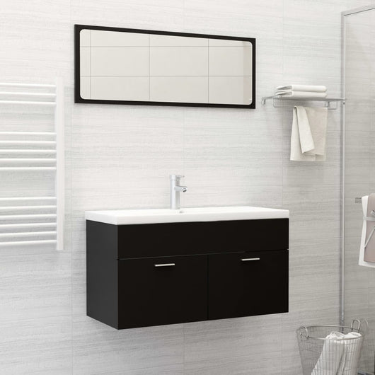 Set Mobili da Bagno 2 pz Nero in Truciolato