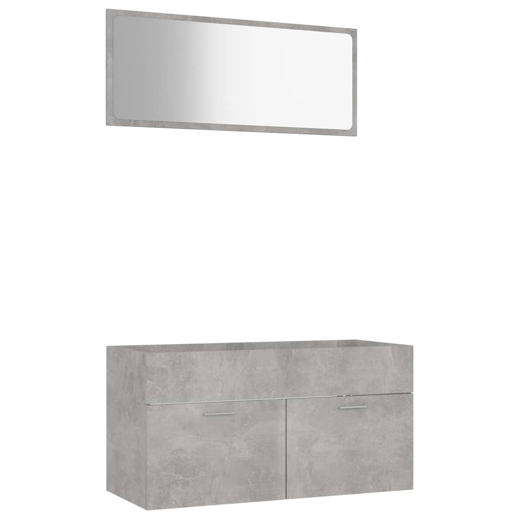 Set Mobili da Bagno 2 pz Grigio Cemento in Truciolato cod mxl 12756