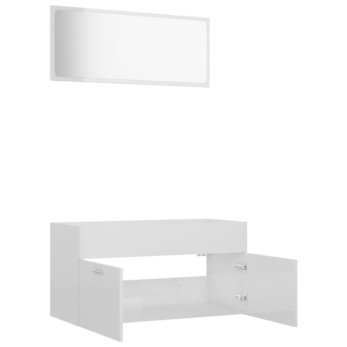 Set Mobili da Bagno 2 pz Bianco Lucido in Truciolato cod mxl 9089