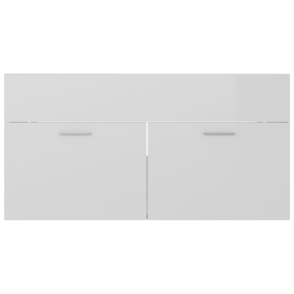 Set Mobili da Bagno 2 pz Bianco Lucido in Legno Multistrato 804806