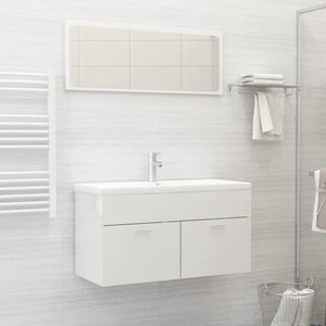 Set Mobili da Bagno 2 pz Bianco Lucido in Truciolato cod mxl 9089