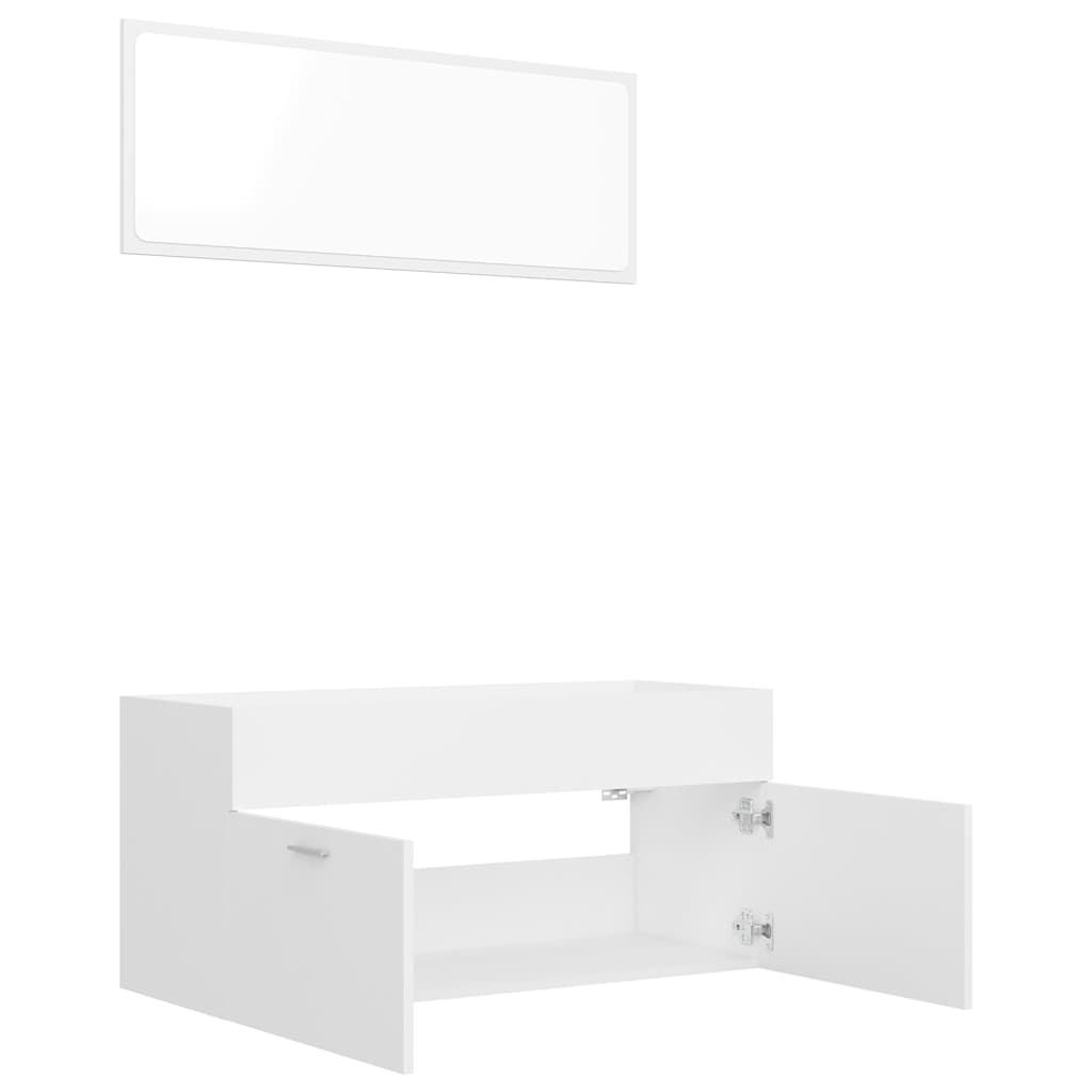 Set Mobili da Bagno 2 pz Bianco in Legno Multistrato 804809