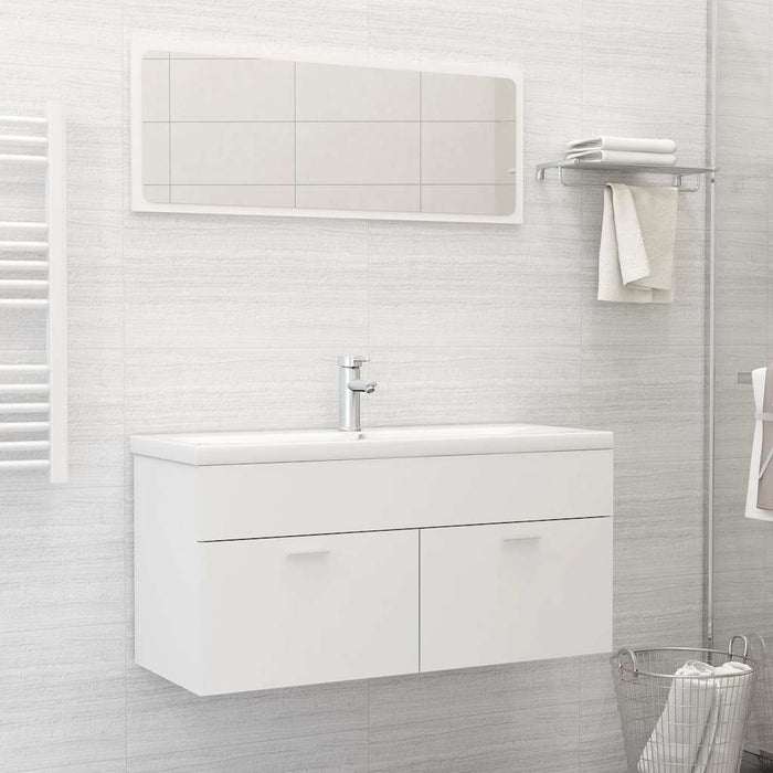 Set Mobili da Bagno 2 pz Bianco in Legno Multistrato 804809