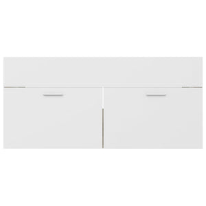 Set Mobili Bagno 2pz Bianco e Rovere Sonoma Legno Multistrato 804814