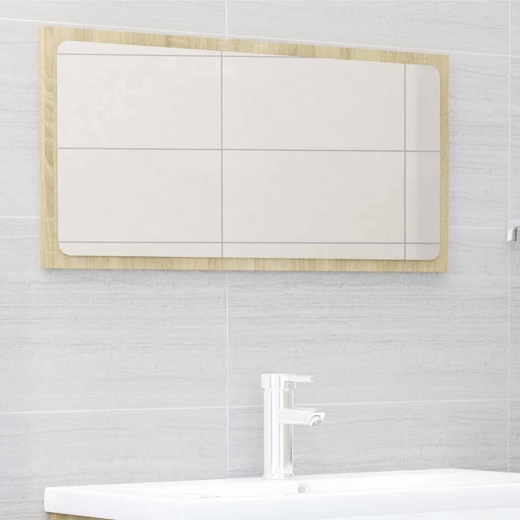 Set Mobili Bagno 2 pz Bianco e Rovere Sonoma Legno Multistrato 804841