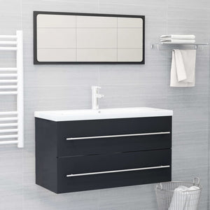 Set Mobili da Bagno 2 pz Grigio in Legno Multistrato 804847