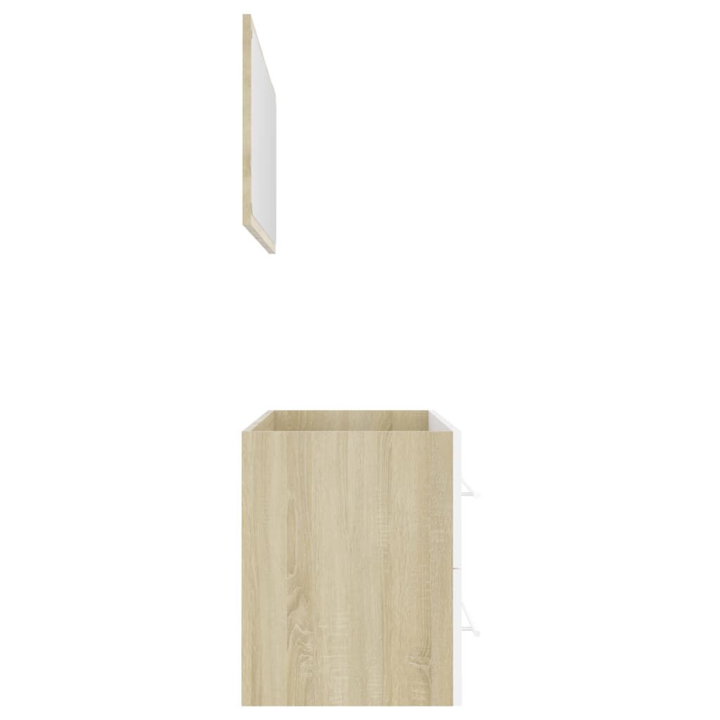 Set Mobili Bagno 2 pz Bianco e Rovere Sonoma Legno Multistrato 804859