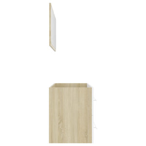 Set Mobili Bagno 2 pz Bianco e Rovere Sonoma Legno Multistrato 804859