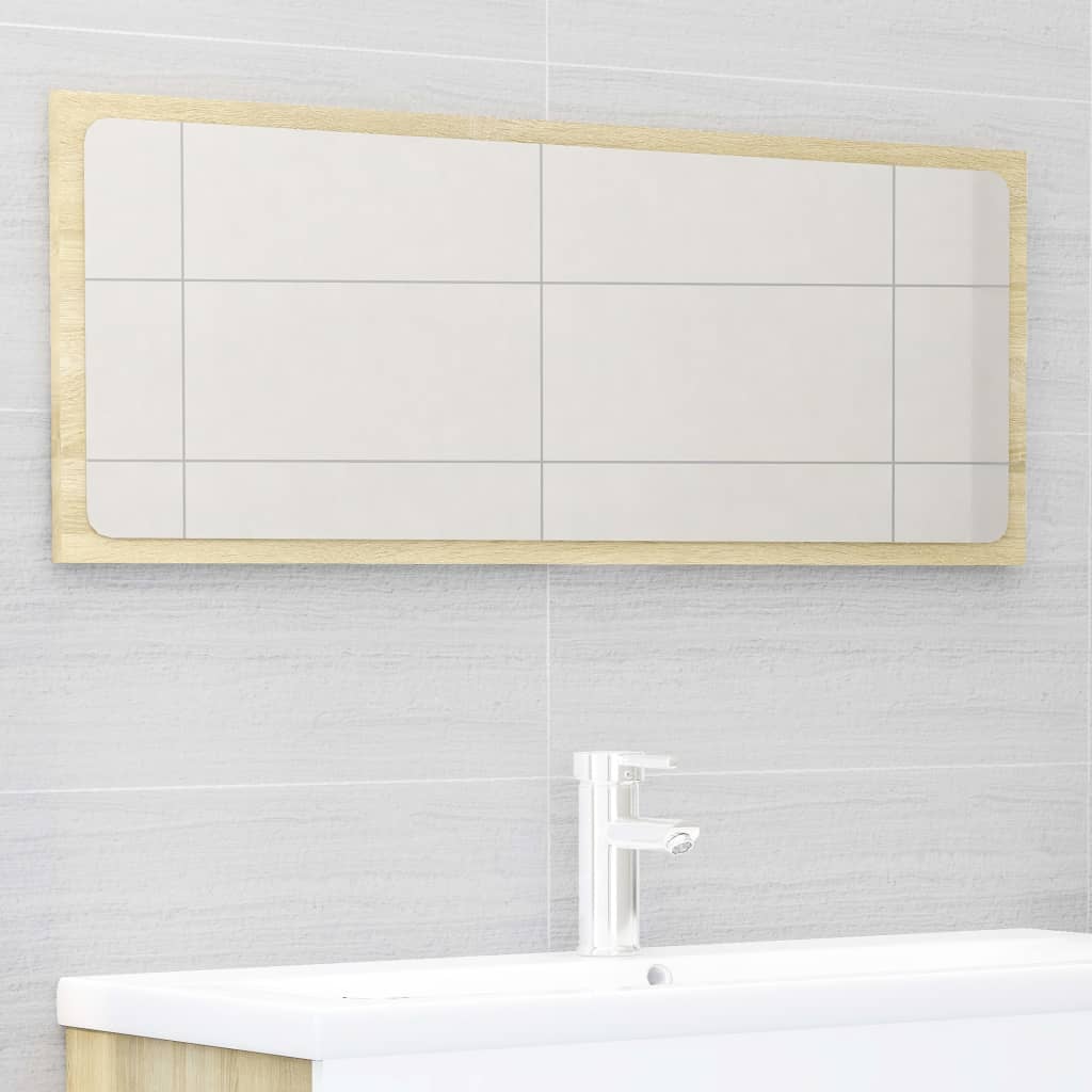 Set Mobili Bagno 2 pz Bianco e Rovere Sonoma Legno Multistrato 804859