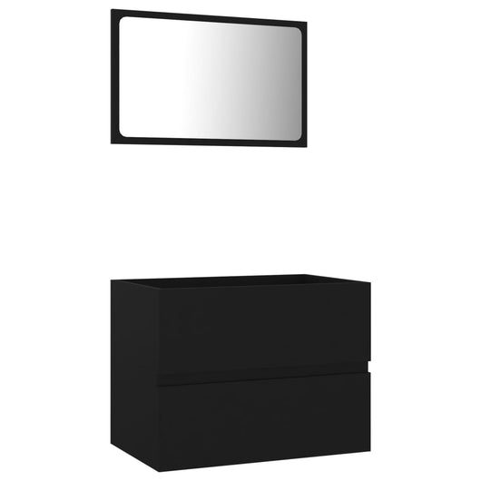 Set Mobili da Bagno 2 pz Nero in Legno Multistrato 804873