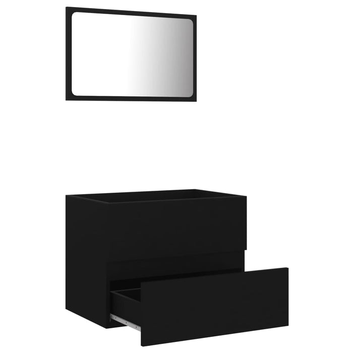 Set Mobili da Bagno 2 pz Nero in Legno Multistrato 804873