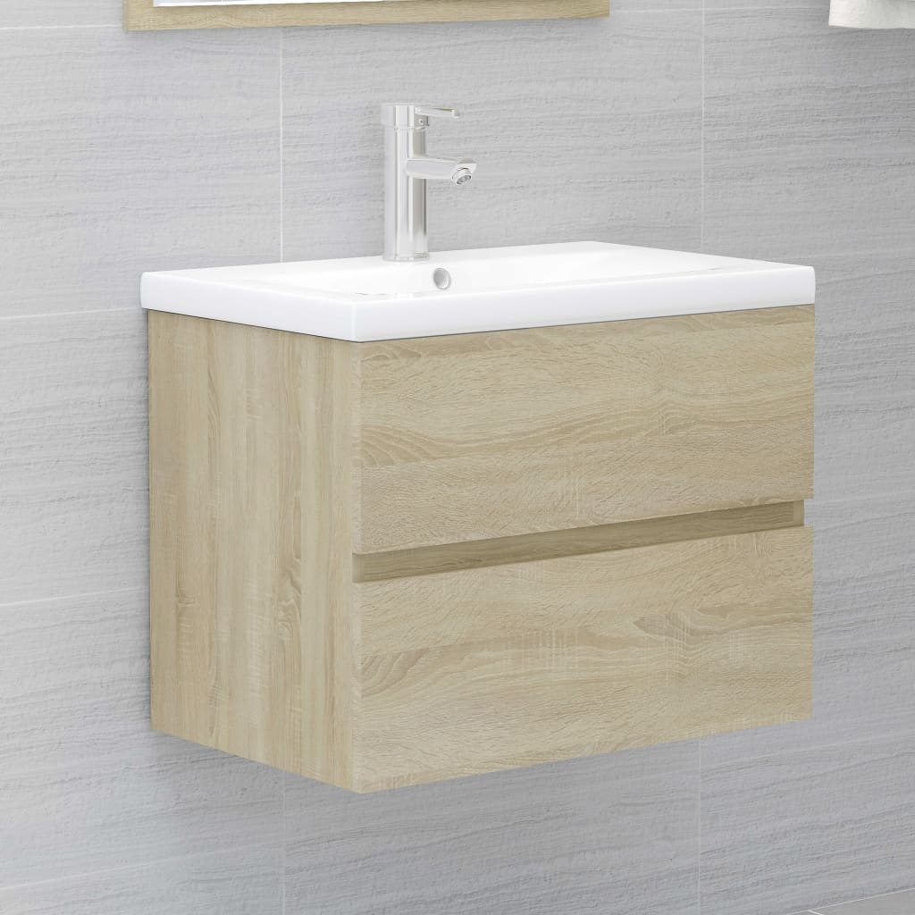 Set Mobili da Bagno 2 pz Rovere Sonoma in Legno Multistrato 804875