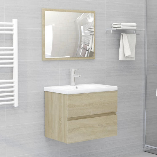 Set Mobili da Bagno 2 pz Rovere Sonoma in Legno Multistrato 804875