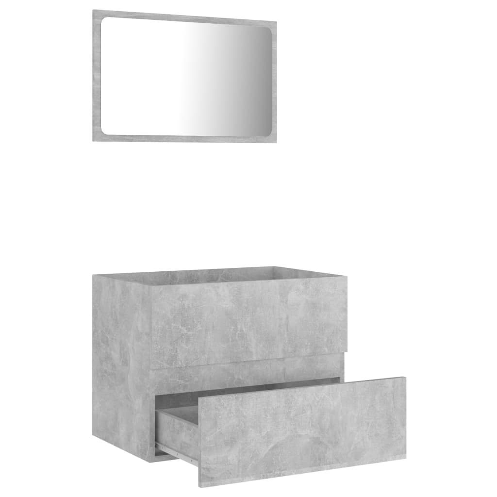 Set Mobili da Bagno 2 pz Grigio Cemento in Legno Multistrato 804876