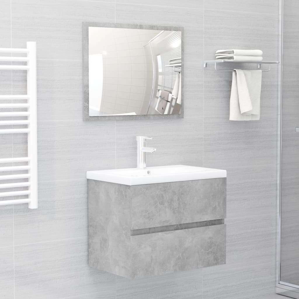 Set Mobili da Bagno 2 pz Grigio Cemento in Truciolato cod mxl 20353