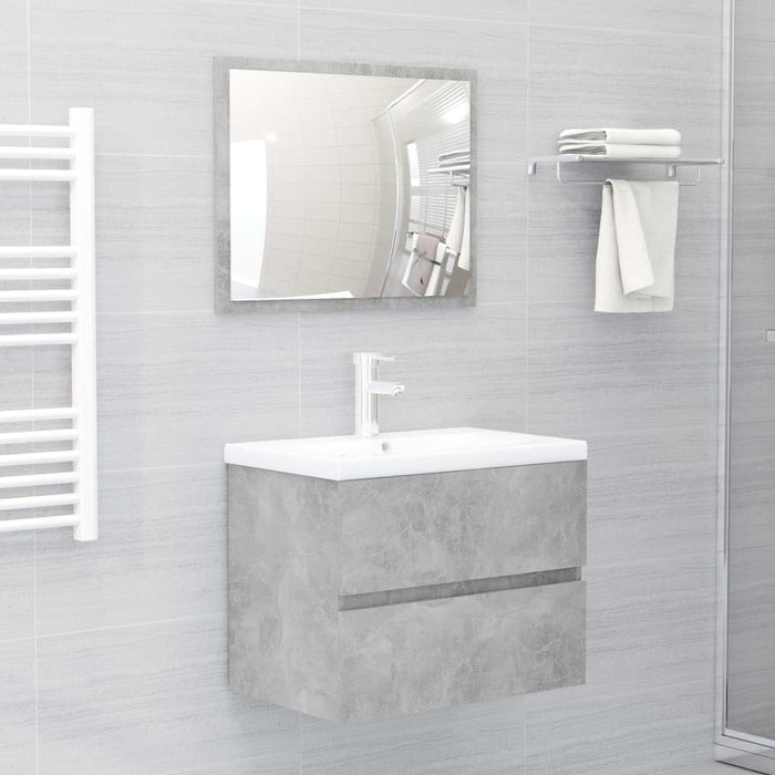 Set Mobili da Bagno 2 pz Grigio Cemento in Truciolato cod mxl 20353