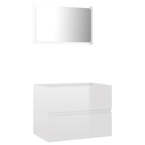 Set Mobili da Bagno 2 pz Bianco Lucido in Truciolato cod mxl 7789