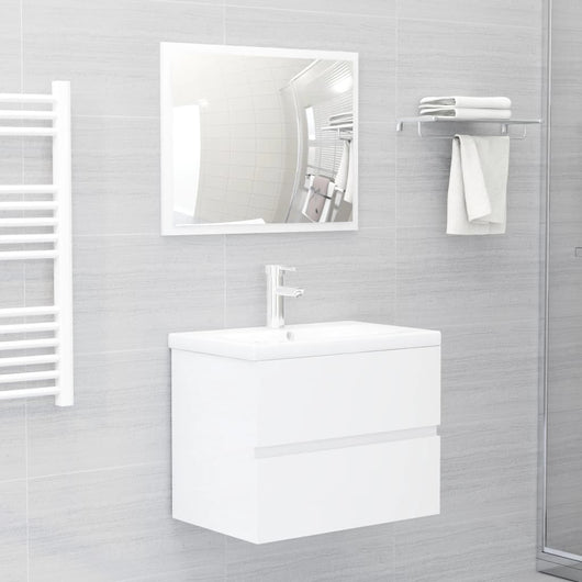 Set Mobili da Bagno 2 pz Bianco Lucido in Truciolato cod mxl 7789