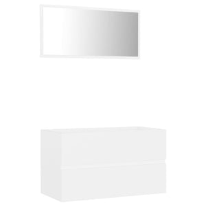 Set Mobili da Bagno 2 pz Bianco in Legno Multistrato 804881