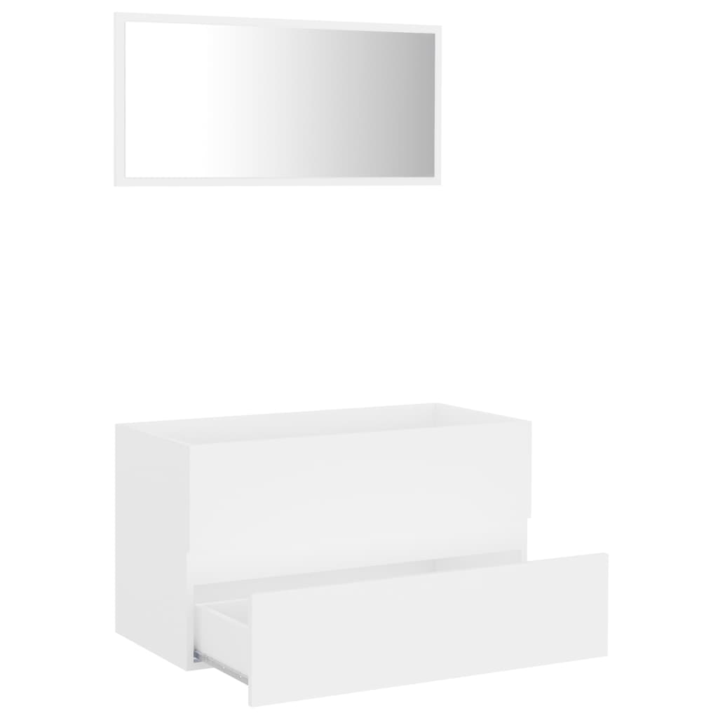 Set Mobili da Bagno 2 pz Bianco in Legno Multistrato 804881