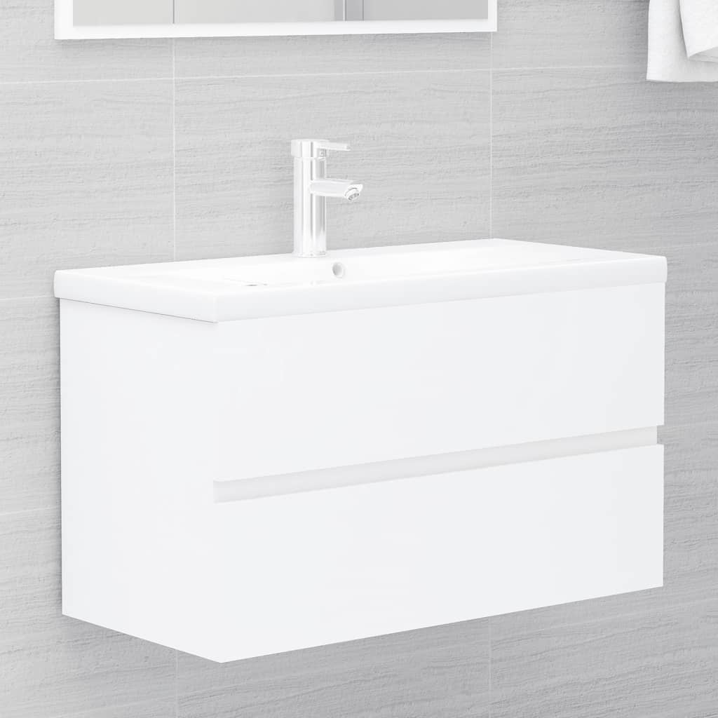 Set Mobili da Bagno 2 pz Bianco in Legno Multistrato 804881