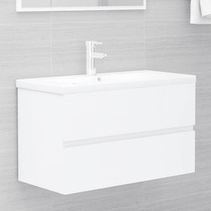 Set Mobili da Bagno 2 pz Bianco in Legno Multistrato 804881