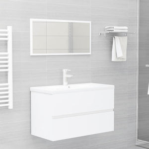 Set Mobili da Bagno 2 pz Bianco in Legno Multistrato 804881