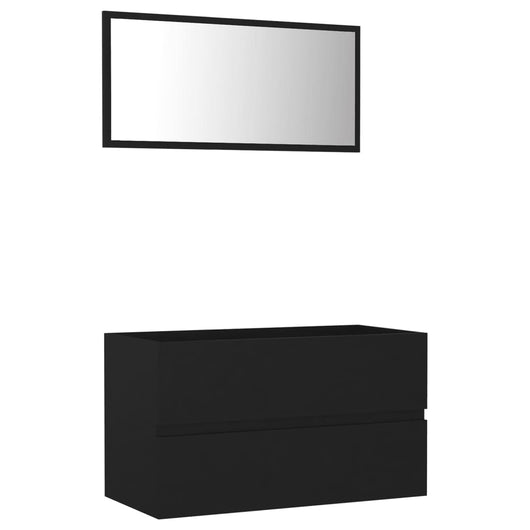 Set Mobili da Bagno 2 pz Nero in Legno Multistrato 804882