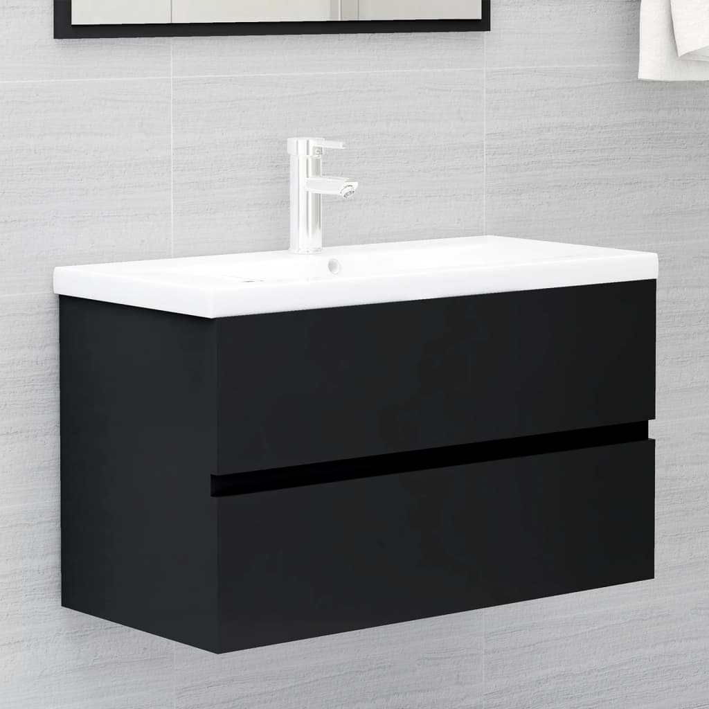 Set Mobili da Bagno 2 pz Nero in Truciolato cod mxl 10180