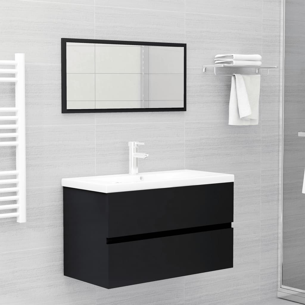 Set Mobili da Bagno 2 pz Nero in Truciolato cod mxl 10180