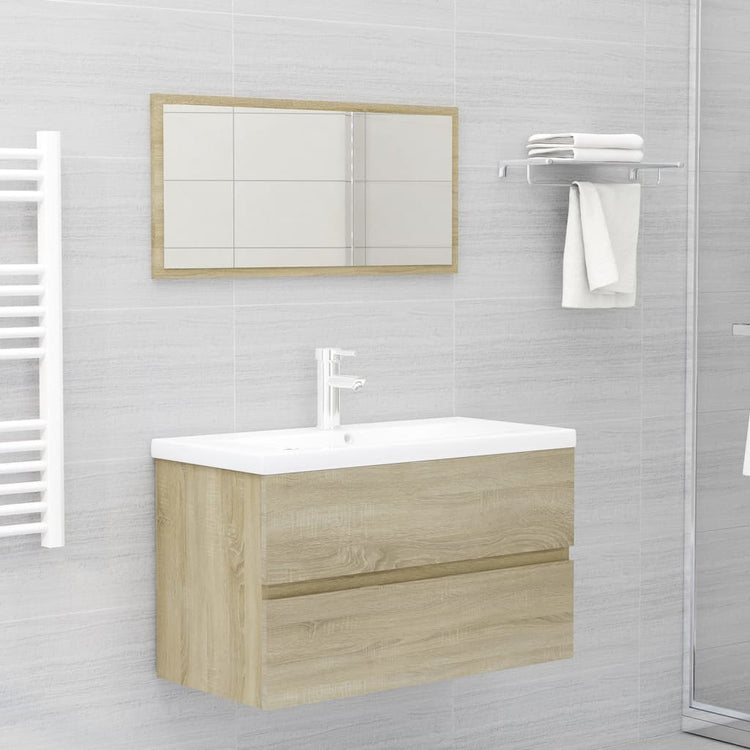 Set Mobili da Bagno 2 pz Rovere Sonoma in Truciolato cod mxl 9597