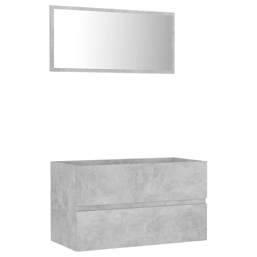 Set Mobili da Bagno 2 pz Grigio Cemento in Legno Multistrato 804885